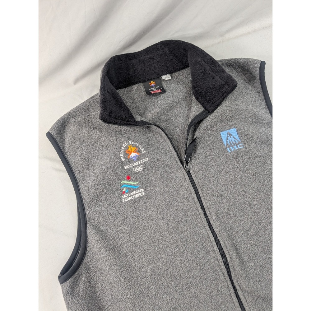2002 Salt Lake Olympic Games Marker Gray XL Front Zip Fleece Vest